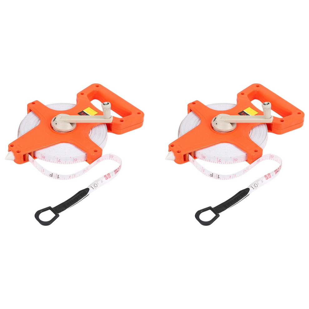 2Pc 30M/100Ft Meter Open Reel Fiberglass Tape Measure Inch Metric Scale Impact Resistant Plastic Measure Tools 6031619298711