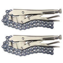 2pcs 10 Inch Chain Vise Clamp Plier Locking Grip Wrench Oil Filter Pipe 16.5 Inch Chain Length
