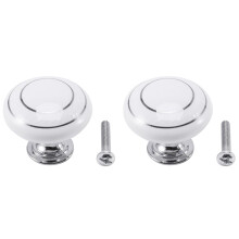 2 x Ceramic Door/Wardrobe/Cabinet/Cupboard Knob Handle Drawer White