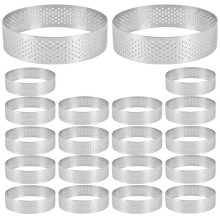 20 Pack Stainless Steel Tart Ring, Heat-Resistant Perforated Cake Mousse Ring, Round Ring Baking Doughnut Tools, 8cm