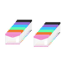 24 Packs Binder Pocket 11 Holes Expandable Binder Folders for 2/3/4 Binder Plastic Envelope File Document Pouch