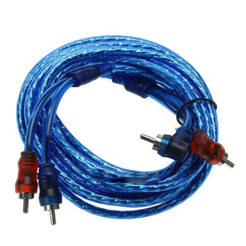 2pcs 5M 2 Rca to 2 Rca Plug Car Stereo Audio Copper Cable System Amplifier Braided 1