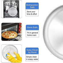 2X 10 Inch Pizza Pan Set of 2, Stainless Steel Pizza Round Baking Trays, Crisper Oven Pan for Baking Serving, Durable