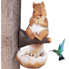 Squirrel Proof Hanging Bird Feeder with Water Bowl, 2in1 Outdoor AllWeather Yard Garden