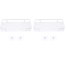 2X Étagère Support de Douche en Aluminium Adhésif Étagère de Douche pour Support de Shampoing Organisateur de Rangement pour Rack de Cuisine Sans