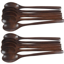 Wooden Spoons, 12 Pieces Wood Soup Spoons for Eating Mixing Stirring Cooking, Long Handle Spoon