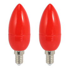 2X LED Candle Light Candle Light Bulbs Red Fortune Lamp God Lights Saving Candle Lights,E14
