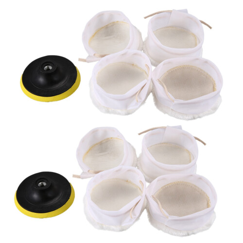 10Pcs Polisher/Buffer kit Soft Wool Bonnet Pad White:4 inch