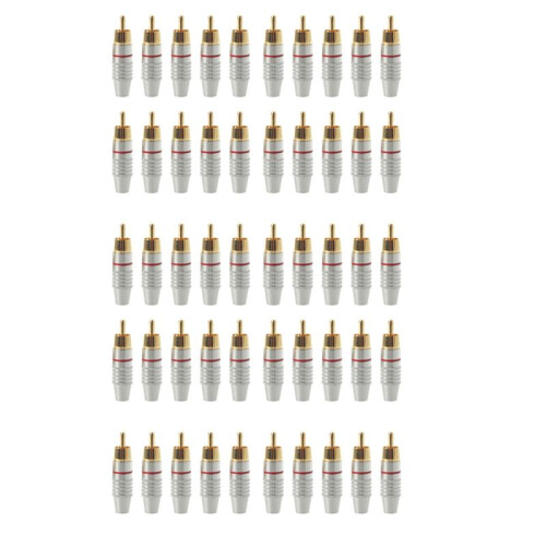 Adapter Audio Coaxial Cable Connector RCA Plug Seamless 100 Pcs