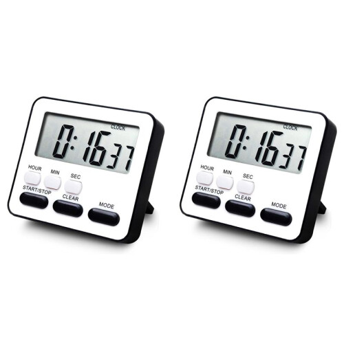 2X Kitchen Timer Count Down Count ,Multifunctional Alarm Clock,Desk Clock,Black