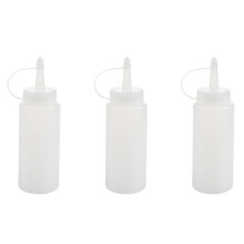 3X Plastic Squeeze Bottle Condiment Dispenser Ketchup Mustard Sauce Clear White 6Oz
