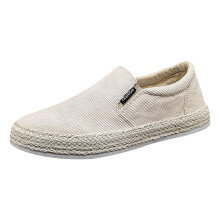 Men's Canvas Shoes Breathable Linen SlipOn Flats Lightweight Summer Casual Shoes Beige 8