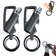 2 Pack Permanent Match Lighter Keychain, Reusable Waterproof 3‑in‑1 Multitool with Bottle Opener for Camping and Survival