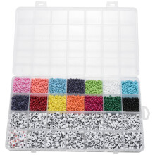 10000Pcs Beads Kit, 3mm Glass Seed Beads, Alphabet Letter Beads and Heart Shape Beads for Name Bracelets Jewelry Making