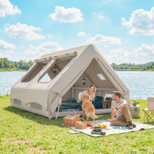 Outsunny Inflatable Tent, 4 Season Hot Tent 10000mm Waterproof, Khaki