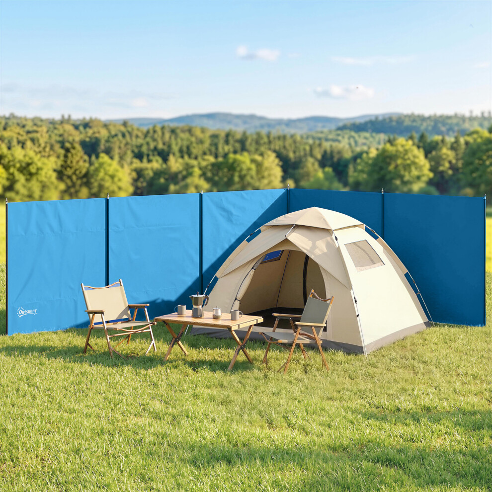 Outsunny Camping Windbreak Portable Wind Blocker Privacy Wall, 7.8M X 1.5M Light