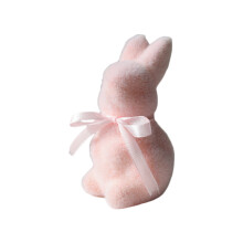 Handmade Faux Moss Rabbit Figure Soft Plush Decoration For-Pink