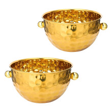 2Pcs Hammered Design Ice Buckets Perfect For Keeping-Gold