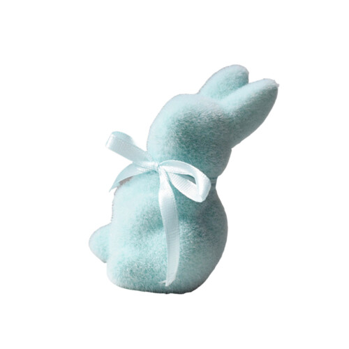 Handmade Velvety Moss Covered Rabbit Statue Elegant Homes-Blue