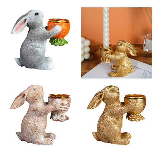 Easter Bunnies Decorations Rabbit Candlestick Candle Holders-2 2
