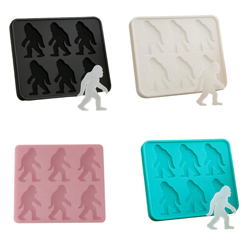 6 Cavity Big Feet Shape Ice Mold Silicone Ice Cubes Maker-White 1
