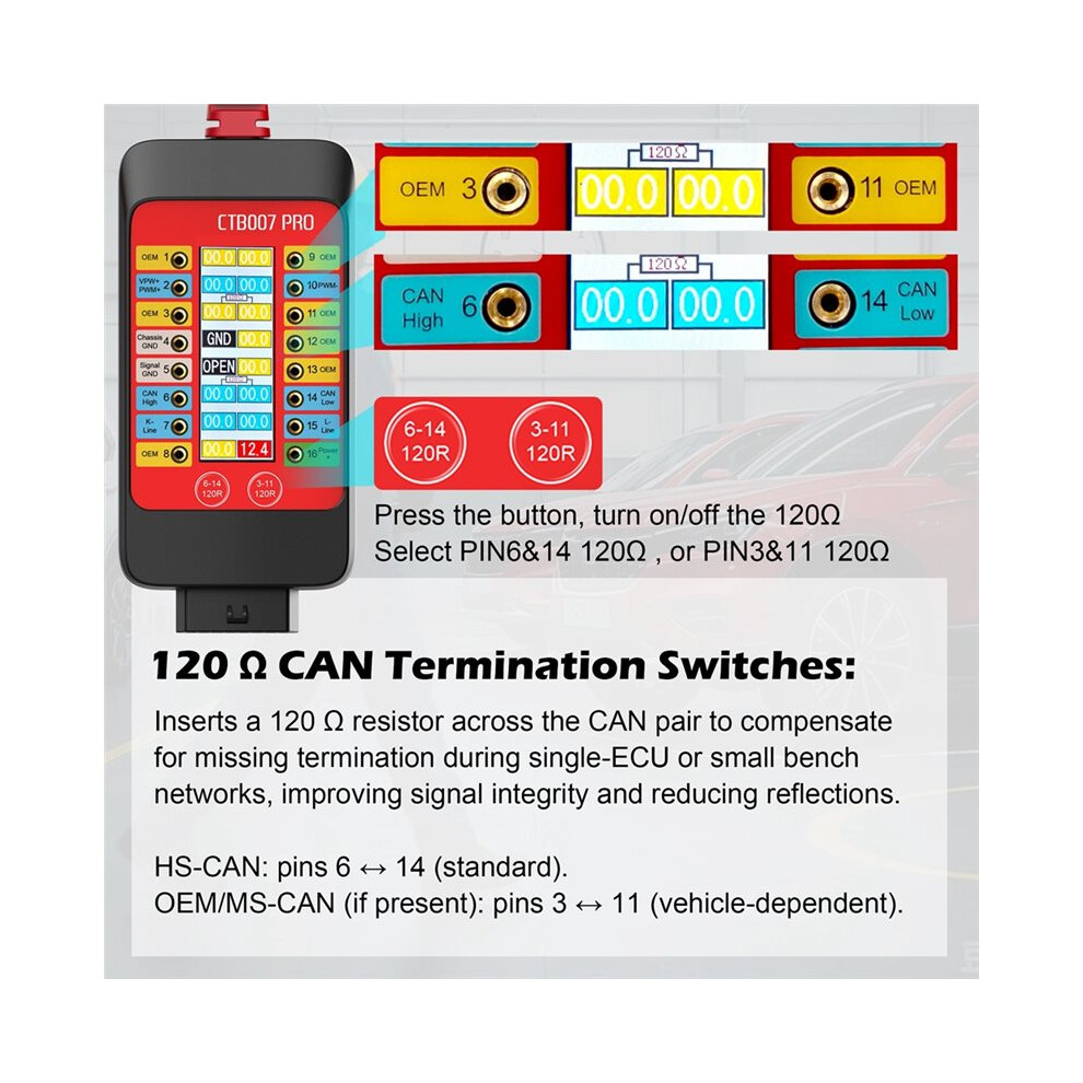 Ctb007 Pro Obd2 Breakout Box Ecu Testing Tool Bench With Lcd Digital Display Can Test Automotive Diagnostic Tool 6031271043933