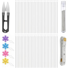 68 Pcs Beading Set, Size 10 Long Straight Beading with Scissors and Threader, for Jewelry Making, Beads, Embroidery