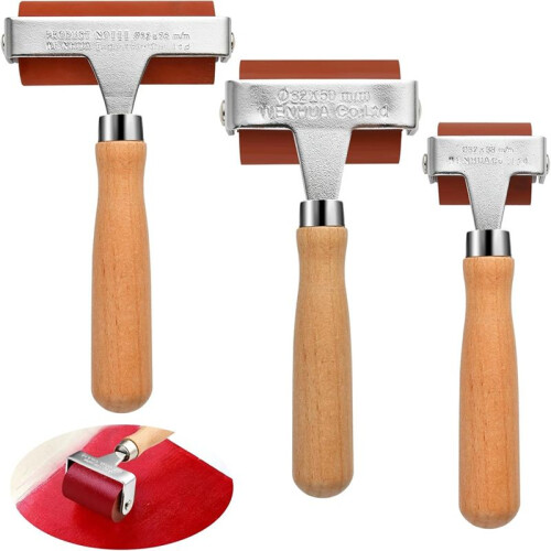 3 Pack Rubber Rollers, Mixed Size Rubber Roller Tools for Printing, Ink Roller Stamping Shavings,  Scrapbooking