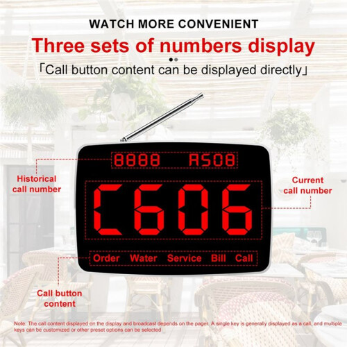 Wireless Calling System 5 Pcs Call Buttons for Bar,Restaurant,Office,Cafe Customer Call Waiter Service Bell US Plug 2
