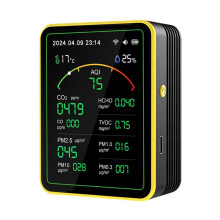 Tuya WiFi 15 in 1 Air Quality Detector TFT Display Multifunctional Temperature and Humidity Test Meter Black