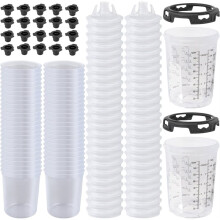 Einweg-Farbbecher-Set, 160 Ml (6 Oz) - 50 Becher mit Deckel, 2 Hartbecher und Halteringe für HVLP