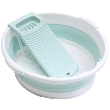 Large Washboard Basin for Hand Washing Clothes,Collapsible, (Light Green)