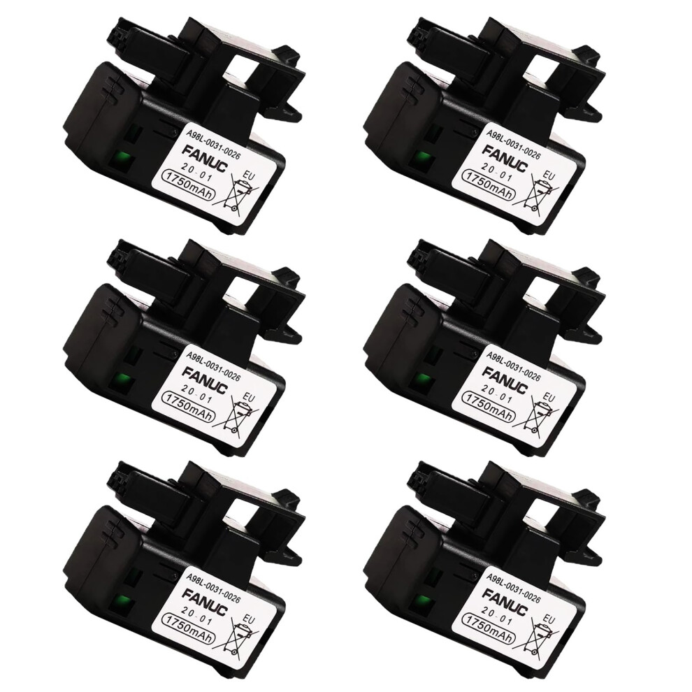 6Pack Plc Battery A98l00310026 3V 1750Mah For Fanuc Cnc Machine Controller Backup Power 9092120081985
