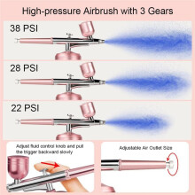 LCD Air Brush Kit met Luchtcompressor, 3 Versnellingen Druk Snoerloze Airbrushmachine met Slang voor Cosmetica, Schilderkunst