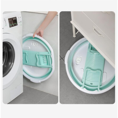 Large Washboard Basin for Hand Washing Clothes,Collapsible, (Light Green) 2