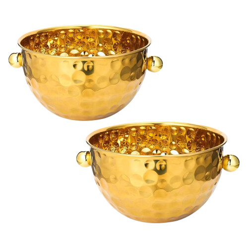 2Pieces Durable Nonrust Steel Ice Buckets Ideal For-Gold