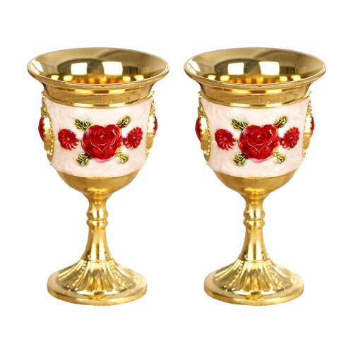 Decorative Tea Cup European Metal Wine Drinking-safflower 2