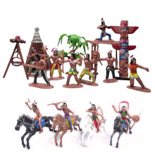 Wild West Playset 21 Pcs Native American Toy Figures with Horses Tents Totems Educational Gift Set