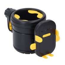 Funktionaler 3-in-1 Kinderwagen-Taschenhalter für Becher und Telefon Schwarz/Gelb, 21 cm