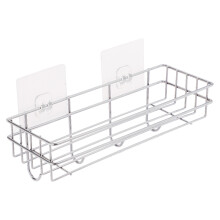 Étagère murale en fer blanc à fixation adhésive résistante, sans perçage, pour salle de bain et cuisine. Système de rangement compact pour