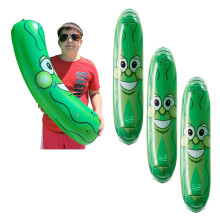 Inflatable Pickle Pool Float 3 Pack 36' Giant Green Vinyl Blow Up Cucumber Toy for Funny Party Decoration