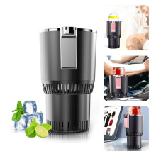 2in1 Car Drink Warmer Cooler with Smart Digital Display, Compact Black Coffee Bottle Warmer for Travel