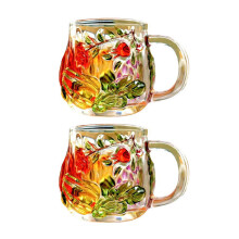 Glass Coffee Cups Lightweight Glass Mugs with Handle-2 pieces