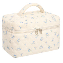 Stylish Multiple Layer Makeup Pouch With Large-blue platycodon