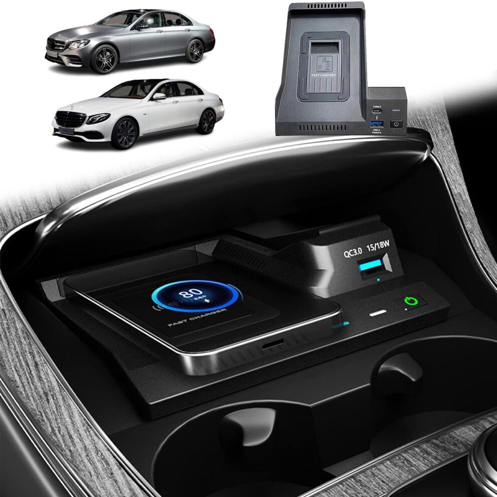 15W Fast Wireless Car Charger For Mercedes Eclass 20162023, Qi Center Console Pad With Qc3.0 Typec 9092120086317