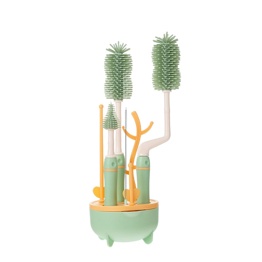 Silicone Bottle Brush with Drying Rack Base, Flexible Bristles and Ergonomic Grip for Baby Bottles