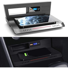 15W Wireless Car Charger for VW Tiguan 2018–2021, Centre Console Charging Pad with QC3.0 and 18W PD Fast Output