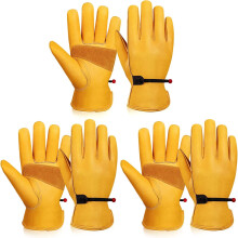 Leather Work Gloves for Men: Large 1 Pair Cowhide Working Gloves for Driving Heavy Duty Mechanic Ranch - Women Gardening Glove