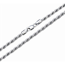 925 Sterling Sølv Rebkæde 1,5 mm, 2 mm, 3 mm, 3,5 mm Diamantslebet Flettet Reb Twist Link Halskæde Lås til Mænd Kvinder 18, 20, 22, 24, 26 tommer