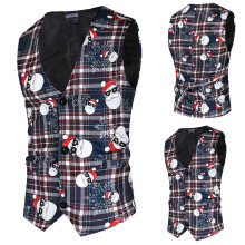 Varme vinterfrakker Ny herremodetrend Personlighed Juleprint Casual Vest, Størrelse M-4XL